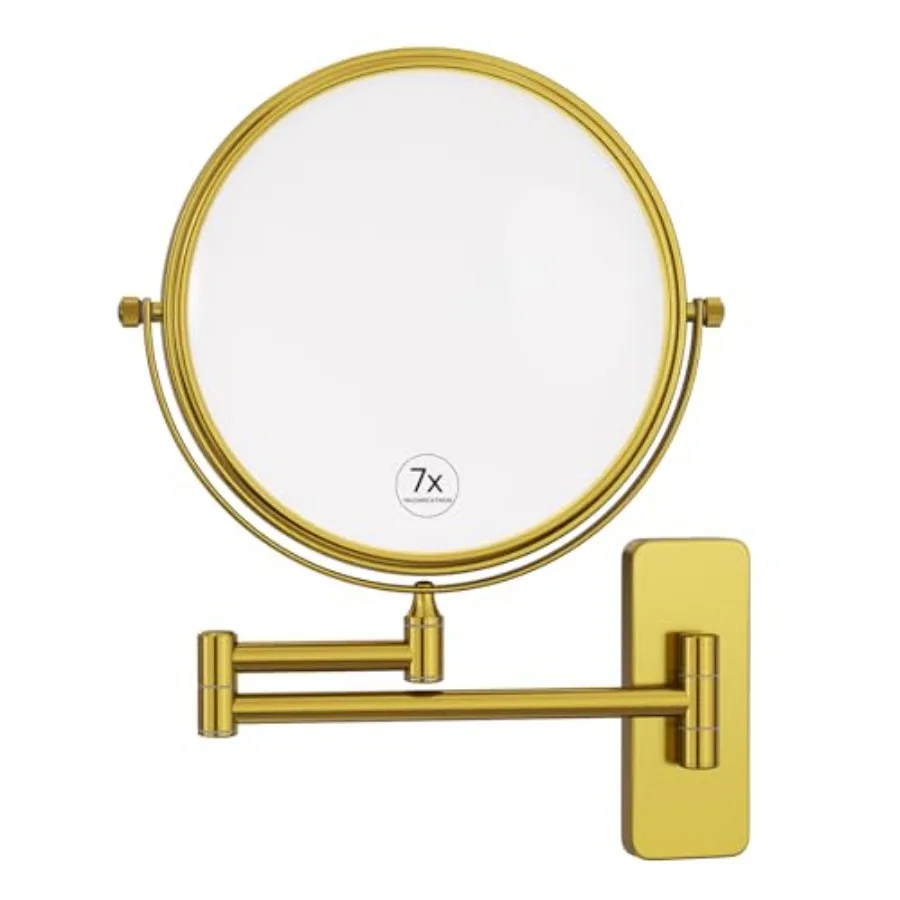 Brass Make up Mirror Wall Mounted, 1X and 7X Double-Sided Magnifying Mirror Brass Vanity Mirror for Bathroom Wall Extendable Sw
Brass Make up Mirror Wall Mounted, 1X and 7X Double-Sided Magnifying Mirror Brass Vanity Mirror for Bathroom Wall Extendable Sw