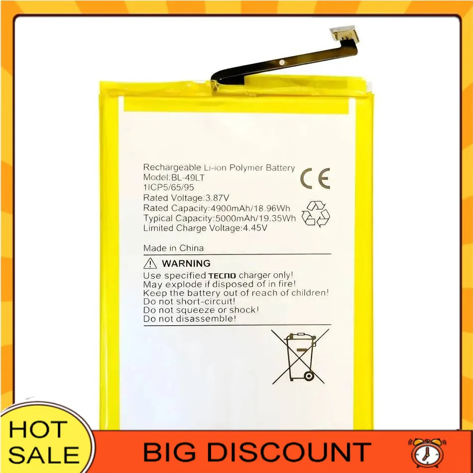 Stable Mobile Phone Battery 5000Mah BL-49LT Reliable Replacement For Tecno Camon 19 , CI6N 3.87V
Stable Mobile Phone Battery 5000Mah BL-49LT Reliable Replacement For Tecno Camon 19 , CI6N 3.87V