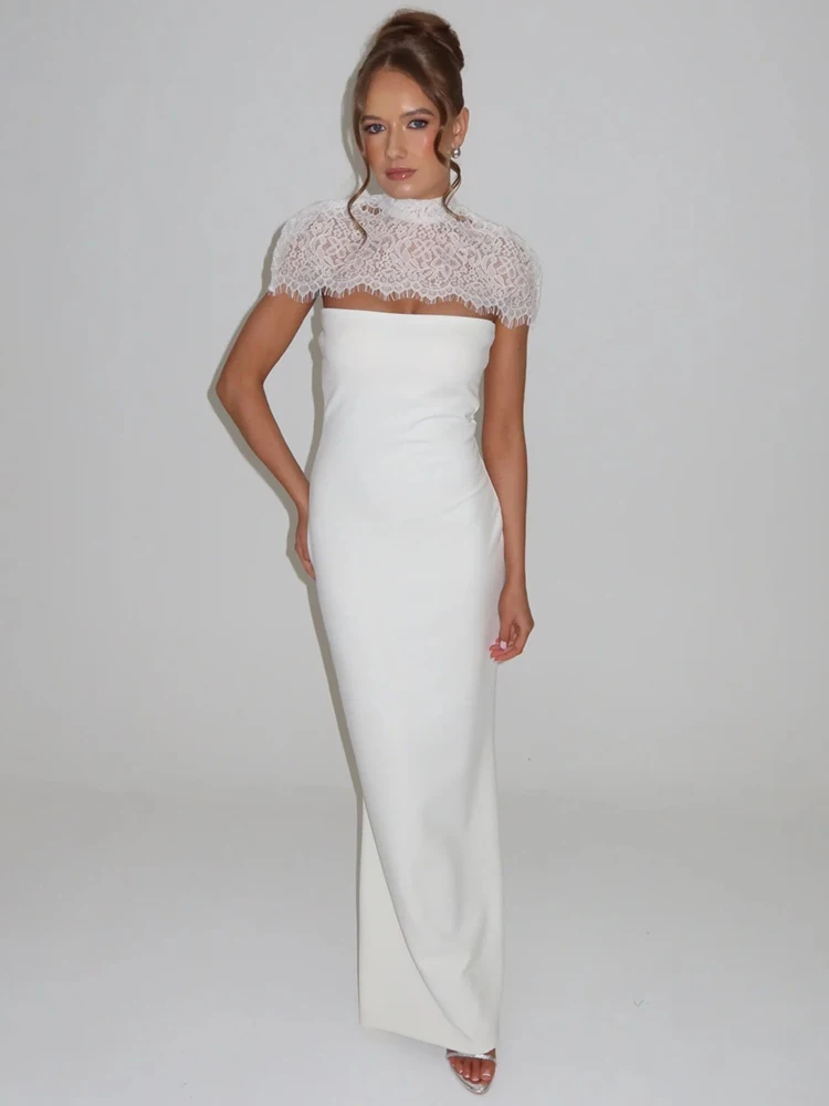 Oniflyme Sexy Lace Patchwork Shawl Women Maxi Dress Strapless See Through Turtleneck Sleeveless Bodycon Club Party Evening Dress
Oniflyme Sexy Lace Patchwork Shawl Women Maxi Dress Strapless See Through Turtleneck Sleeveless Bodycon Club Party Evening Dress