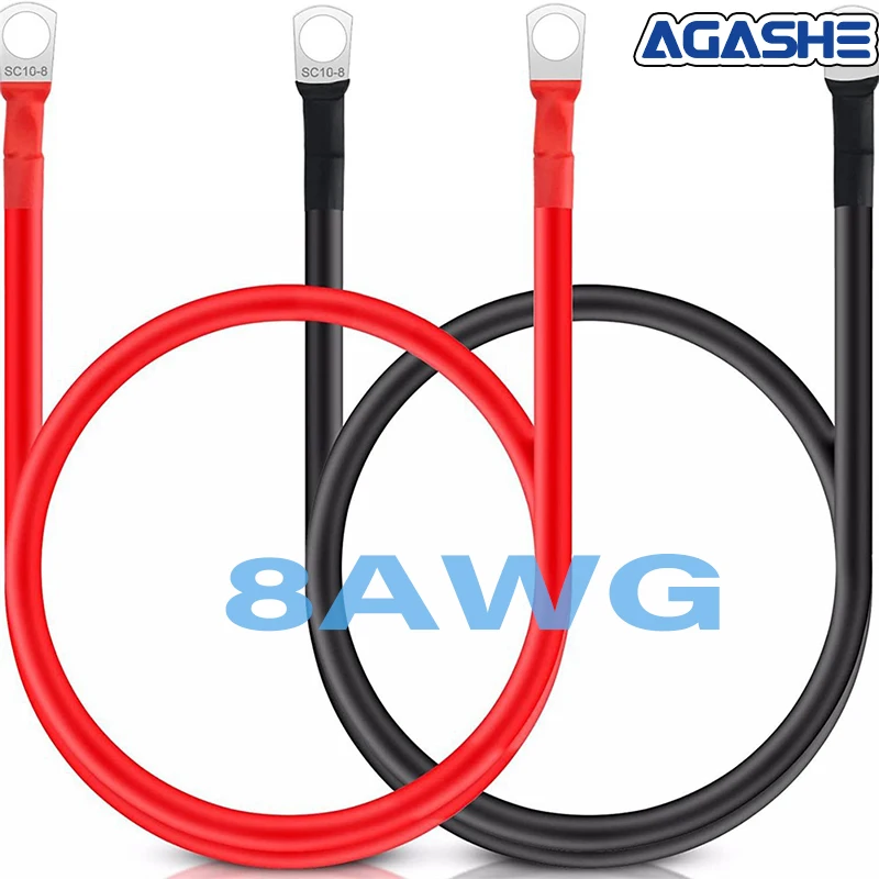 AGASHE 2-Pack 8AWG Soft Silicone Battery Cables, 7in/17.78cm for Car Audio/Solar/Marine/RV – OFC, Ring Terminals
AGASHE 2-Pack 8AWG Soft Silicone Battery Cables, 7in/17.78cm for Car Audio/Solar/Marine/RV – OFC, Ring Terminals