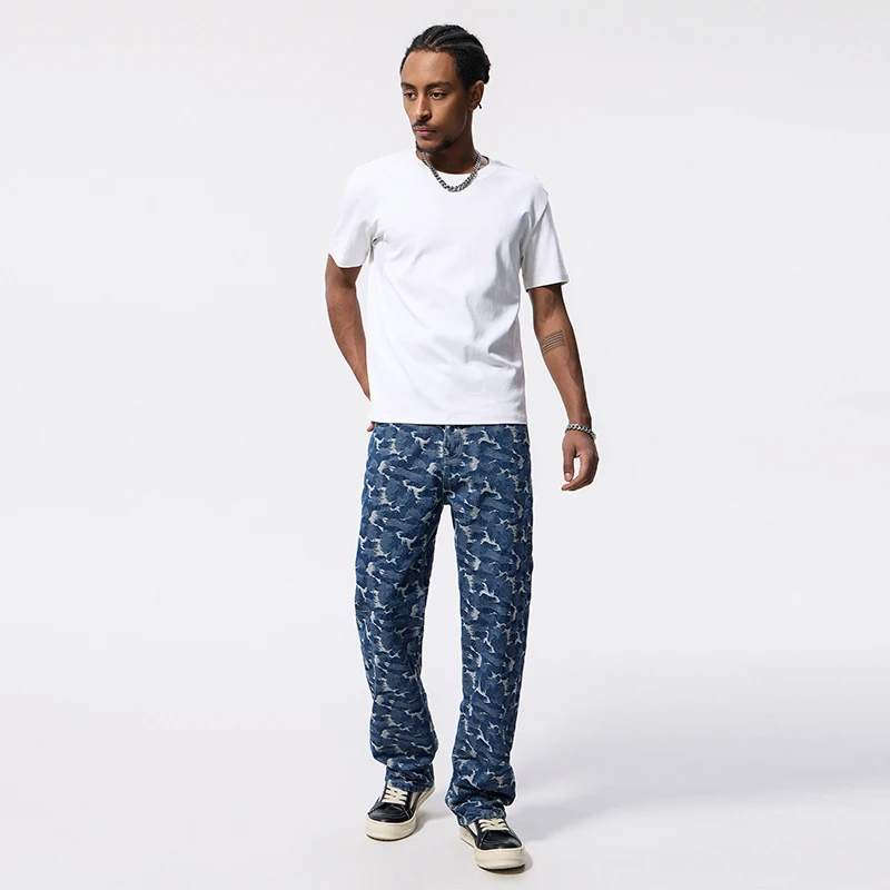 Spring American style high-end hip-hop retro jacquard high street loose all-matching casual straight personalized jeans for men
Spring American style high-end hip-hop retro jacquard high street loose all-matching casual straight personalized jeans for men