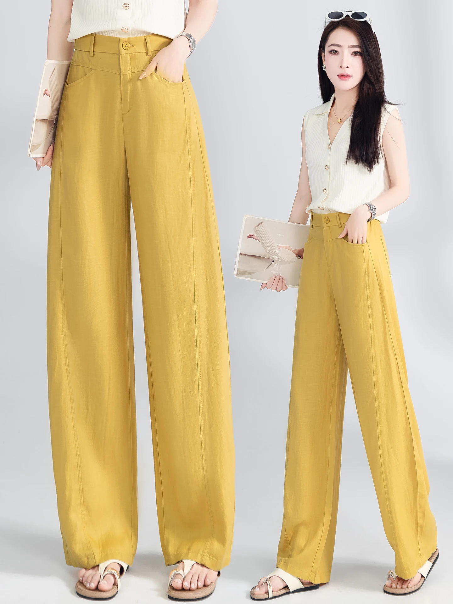 High Waist Loose Casual Linen Ice Silk Straight Leg Pants Women Summer Thin New Style Wide Leg Pants Comfortable Breathable
High Waist Loose Casual Linen Ice Silk Straight Leg Pants Women Summer Thin New Style Wide Leg Pants Comfortable Breathable