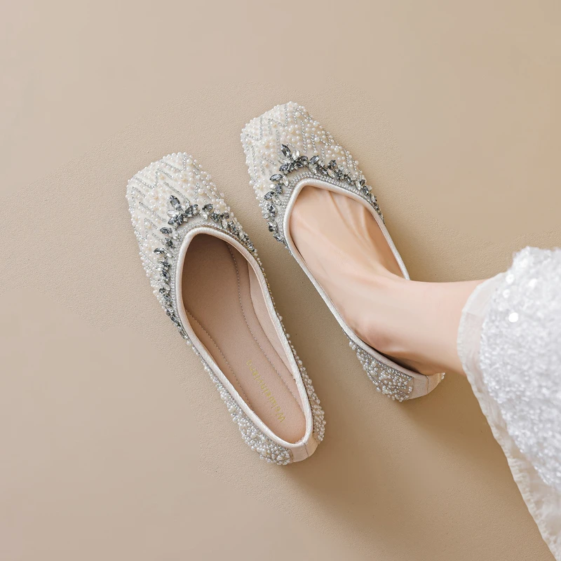 Square Toe Flat Shoes Shallow Mouth Rhinestone Wedding Shoes Fairy Style Soft Sole Slip On Shoes Matching Dresses Daily Footwear
Square Toe Flat Shoes Shallow Mouth Rhinestone Wedding Shoes Fairy Style Soft Sole Slip On Shoes Matching Dresses Daily Footwear