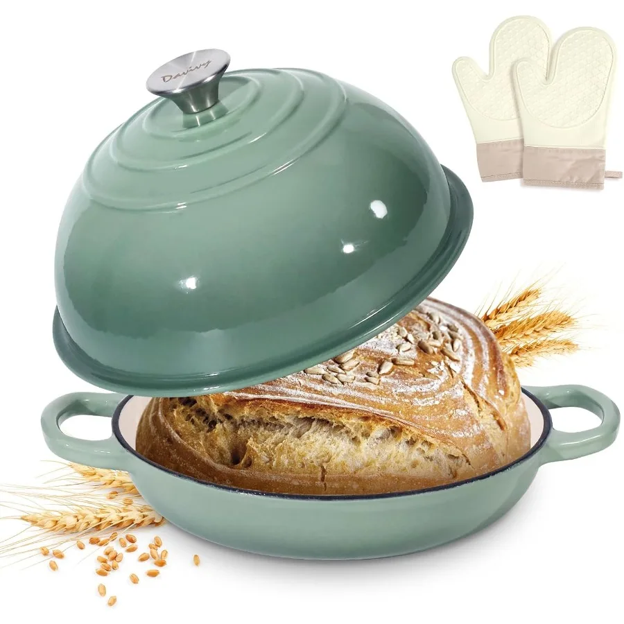 5.5QT Sourdough Dutch Oven with Lid for Home Bakers: Enameled Cast Iron Round Bread Pan with Silicone Oven Mitts Ideal for Arti
5.5QT Sourdough Dutch Oven with Lid for Home Bakers: Enameled Cast Iron Round Bread Pan with Silicone Oven Mitts Ideal for Arti