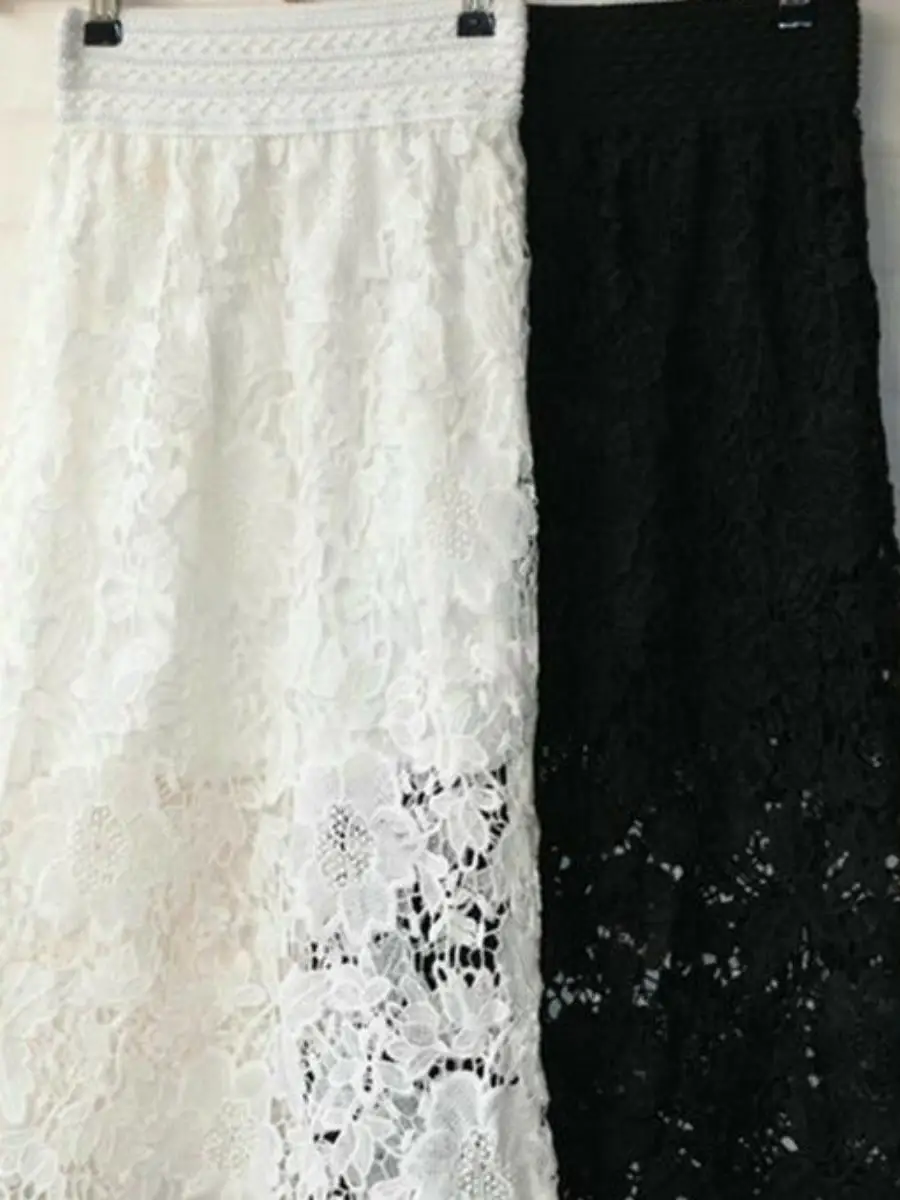 High Waist Midi Skirt Elastic Waist Milk Silk Lace Hollow out Cake Skirt for Women in Their Thirties And Forties
High Waist Midi Skirt Elastic Waist Milk Silk Lace Hollow out Cake Skirt for Women in Their Thirties And Forties
