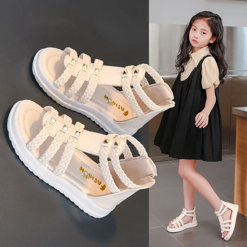 Girls Roman Sandals Open Toe Braided Solid Color High-top Simple Rivets New Summer Hollow Flat Casual Shoes Kids Fashion Casual3
Girls Roman Sandals Open Toe Braided Solid Color High-top Simple Rivets New Summer Hollow Flat Casual Shoes Kids Fashion Casual3