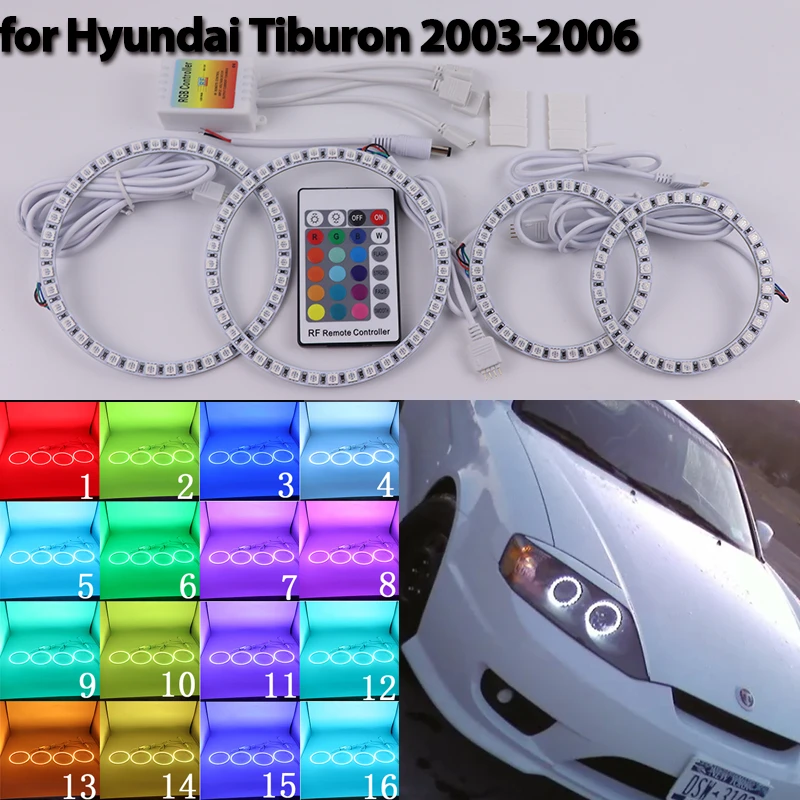 Bright Headlight Halo Ring Angel Eyes RGB multi-color Remote Control LED for Hyundai Tiburon 2003-2006 DIY accessories Warranty
Bright Headlight Halo Ring Angel Eyes RGB multi-color Remote Control LED for Hyundai Tiburon 2003-2006 DIY accessories Warranty