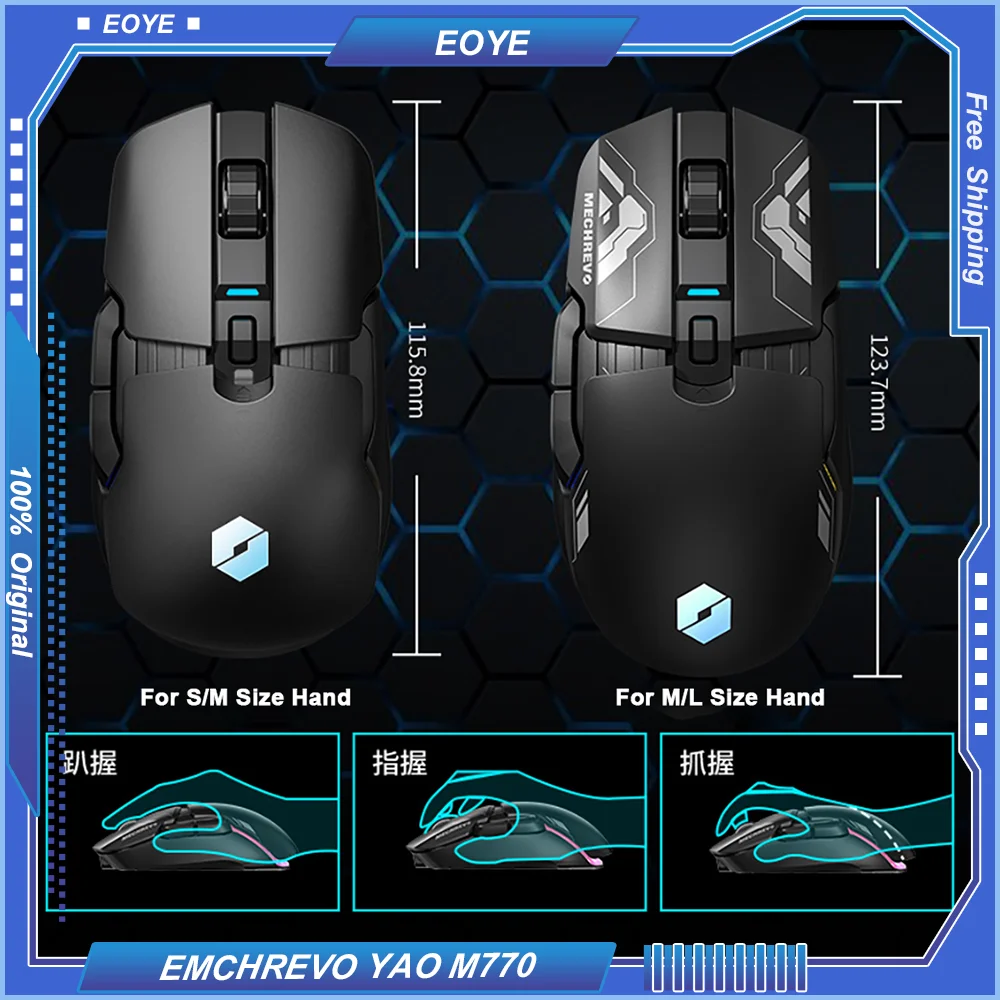 EMCHREVO YAO M770 Hot-swappable Micro Wireless Gaming Mouse Original Phase PAW3395 Lightweight Small Handed 26000DPI Wired 2.4G
EMCHREVO YAO M770 Hot-swappable Micro Wireless Gaming Mouse Original Phase PAW3395 Lightweight Small Handed 26000DPI Wired 2.4G