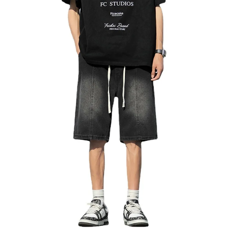 Summer Men Jeans Short Male Loose Drawstring Straight Pants Harajuku Port Style Leisure Trend Mens Oversized Black /black S-3xl
Summer Men Jeans Short Male Loose Drawstring Straight Pants Harajuku Port Style Leisure Trend Mens Oversized Black /black S-3xl