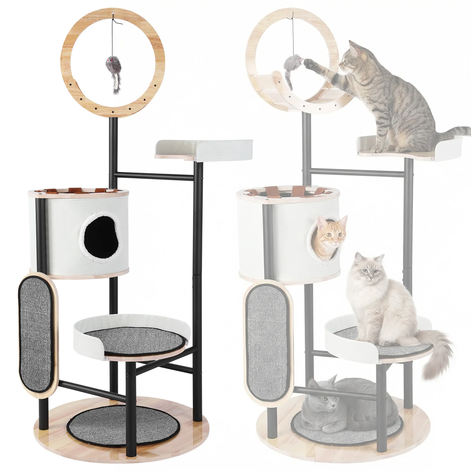 66-Inch Cats Climbing Tower with Scratching Post Cat Climbing Tree with Dangling Ball Platform Hammock for Indoor Large Cats
66-Inch Cats Climbing Tower with Scratching Post Cat Climbing Tree with Dangling Ball Platform Hammock for Indoor Large Cats