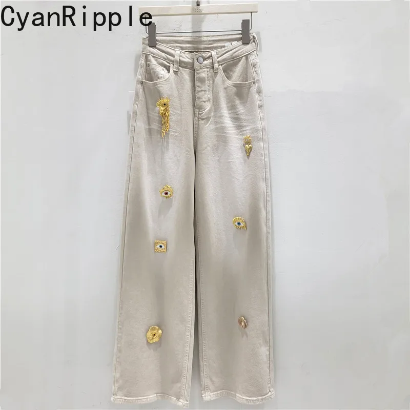 American Street Personality Metal Decoration Straight Jeans for Women New Spring Summer All-match Wide Leg Casual Denim Pants
American Street Personality Metal Decoration Straight Jeans for Women New Spring Summer All-match Wide Leg Casual Denim Pants