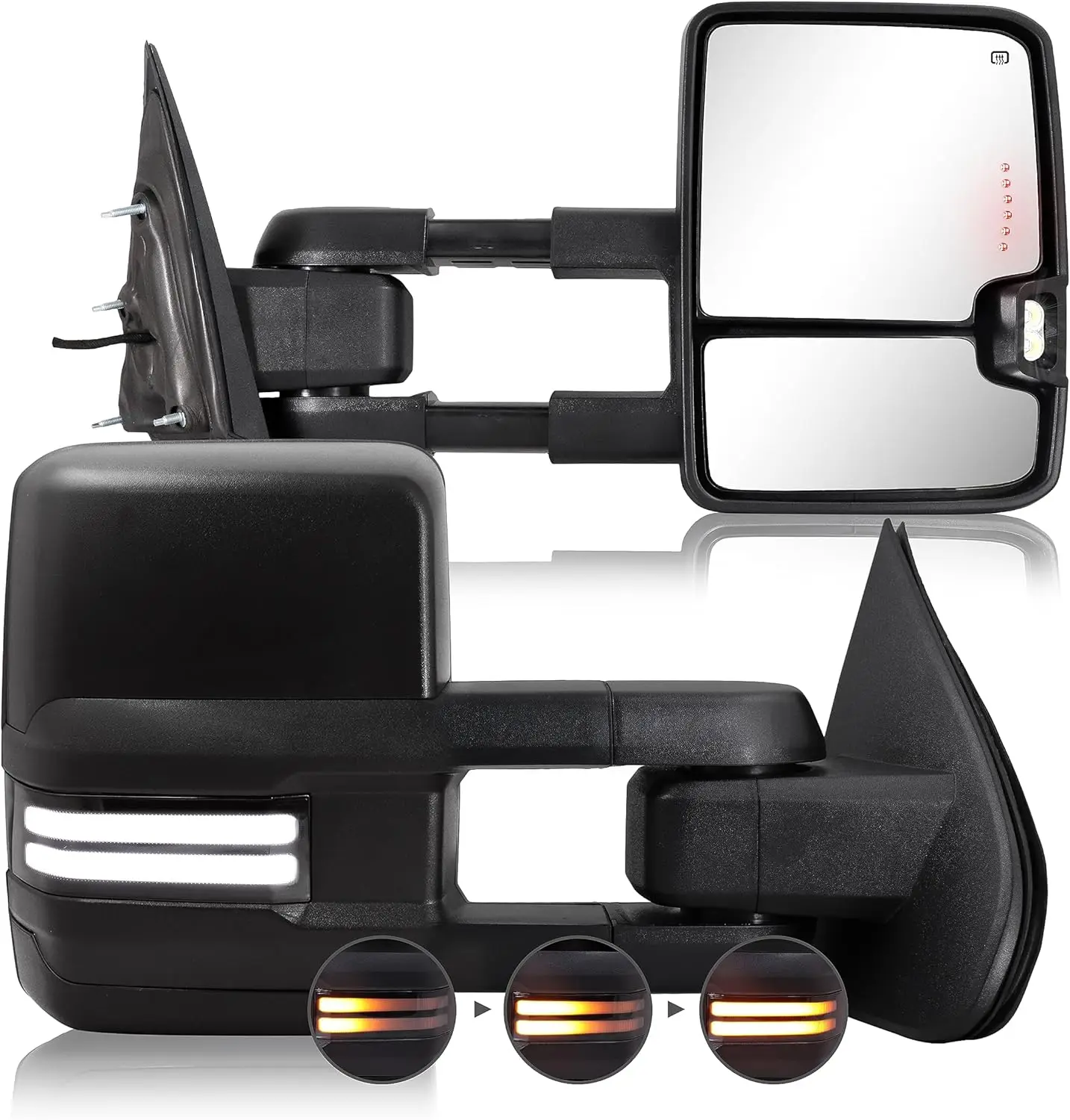 Towing Application, Silver Towing Mirrors with Power Adjusted Glass, Heated Function, and Signal Lights
Towing Application, Silver Towing Mirrors with Power Adjusted Glass, Heated Function, and Signal Lights
