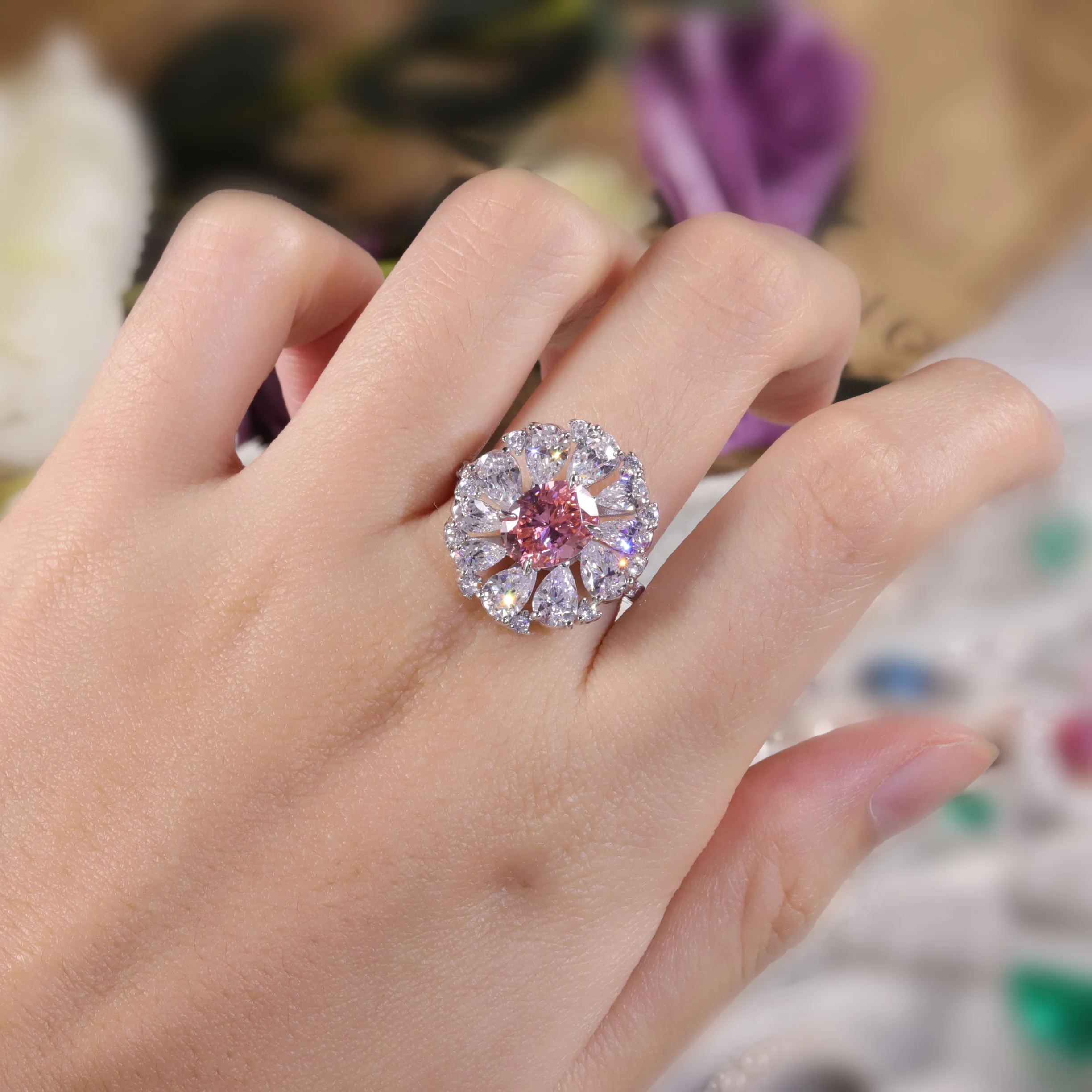 GEM'S BALLET 925 Sterling Silver Diamond-fire CZ- Padparadscha Pink Art Deco Ring Gemstone Handmade Antique Ring Gift For Her
GEM'S BALLET 925 Sterling Silver Diamond-fire CZ- Padparadscha Pink Art Deco Ring Gemstone Handmade Antique Ring Gift For Her