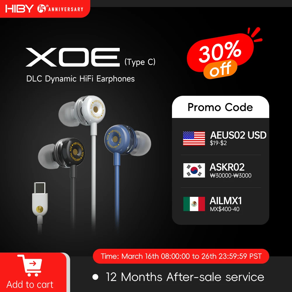 HiBy Digital XOE USB Type C 8mm DLC Diaphragm Dynamic Driver DSD Decoder In-Ear IEM Earphones Earbuds DAC ES9270C With HD MIC
HiBy Digital XOE USB Type C 8mm DLC Diaphragm Dynamic Driver DSD Decoder In-Ear IEM Earphones Earbuds DAC ES9270C With HD MIC
