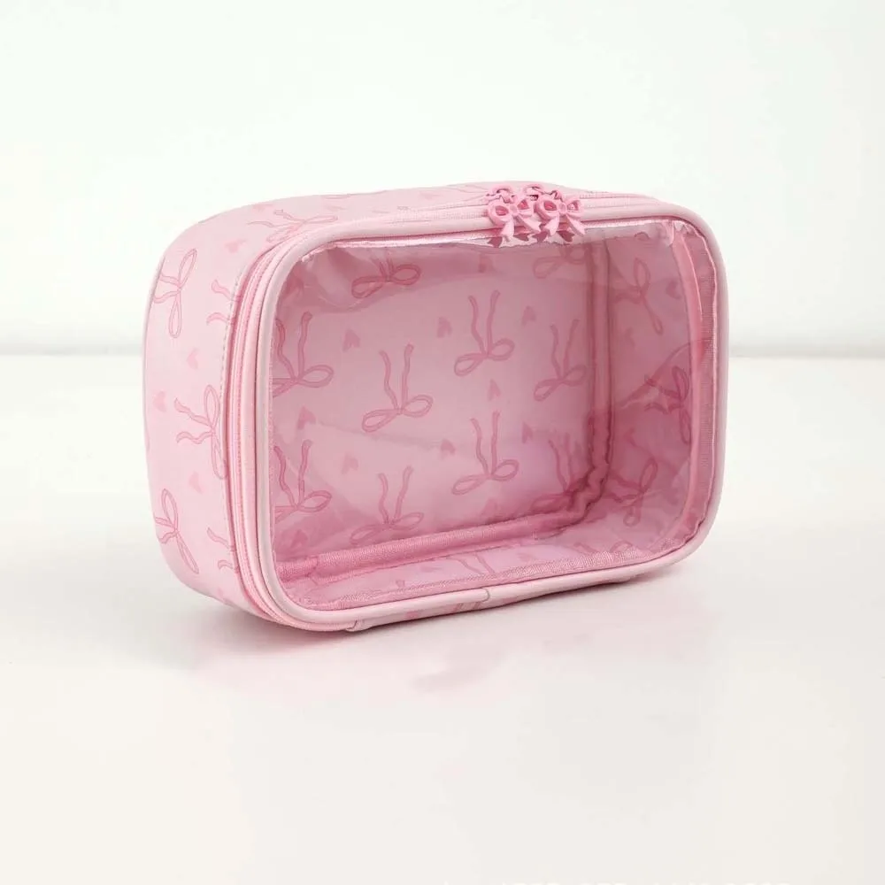 Clutch Pouch Transparent Makeup Bag PU Leather Waterproof Clear PVC Handbag Pink Bow Large Capacity Swimming Small Bag Party
Clutch Pouch Transparent Makeup Bag PU Leather Waterproof Clear PVC Handbag Pink Bow Large Capacity Swimming Small Bag Party