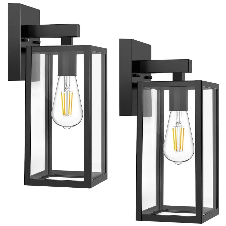 Outdoor Wall Sconce, Exterior Waterproof Wall Lantern Light Fixtures, Black Porch Lights with Toughened Glass Shade, AntiRust E2
Outdoor Wall Sconce, Exterior Waterproof Wall Lantern Light Fixtures, Black Porch Lights with Toughened Glass Shade, AntiRust E2