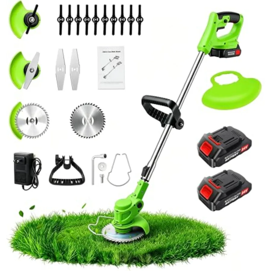 3-in-1 Cordless Weed Wacker, 24V Battery Powe Grass Trimmer Electric Brush Cutter Lawn Edger with 2 Pack 2000mAh Batteries for
3-in-1 Cordless Weed Wacker, 24V Battery Powe Grass Trimmer Electric Brush Cutter Lawn Edger with 2 Pack 2000mAh Batteries for