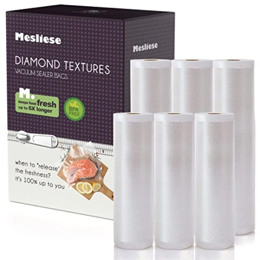 Mesliese Vacuum Sealer Bags Rolls for Custom Fit 11''x16' 3 Pack and 8''x16' 3 Pack Total 96' Heavy-Duty Thick Food Bag BPA-Fre
Mesliese Vacuum Sealer Bags Rolls for Custom Fit 11''x16' 3 Pack and 8''x16' 3 Pack Total 96' Heavy-Duty Thick Food Bag BPA-Fre