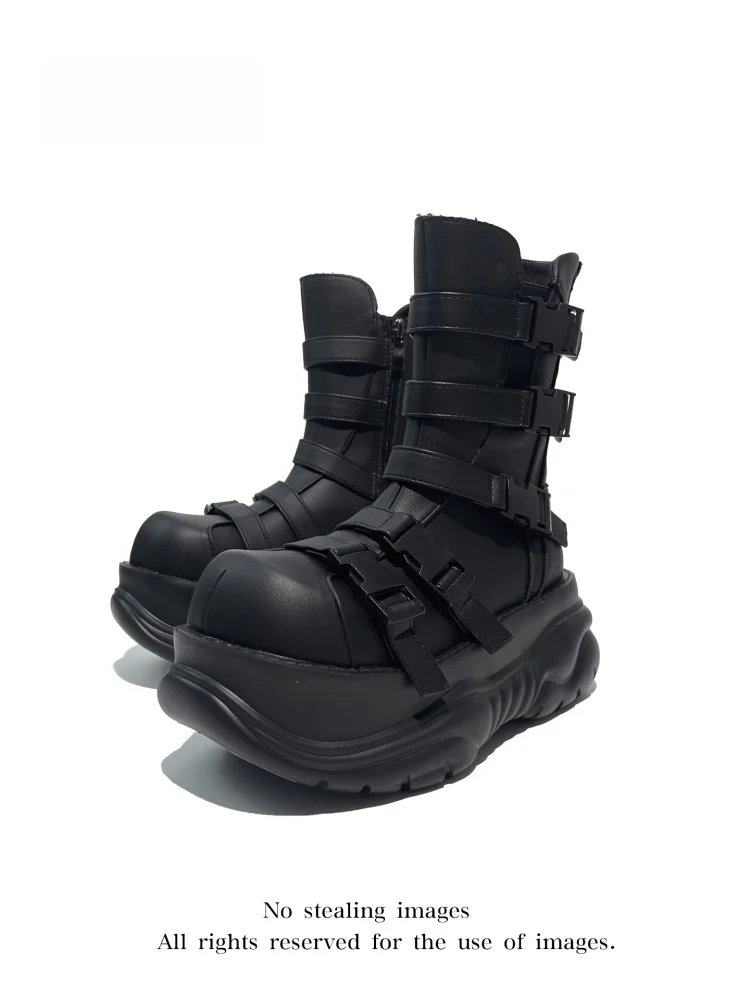Mib'Vias Punk Style Chunky Heel Fashion Work Boots Motorcycle Booties Big Head Boots Dark Style Mid-Calf Leather Boots
Mib'Vias Punk Style Chunky Heel Fashion Work Boots Motorcycle Booties Big Head Boots Dark Style Mid-Calf Leather Boots
