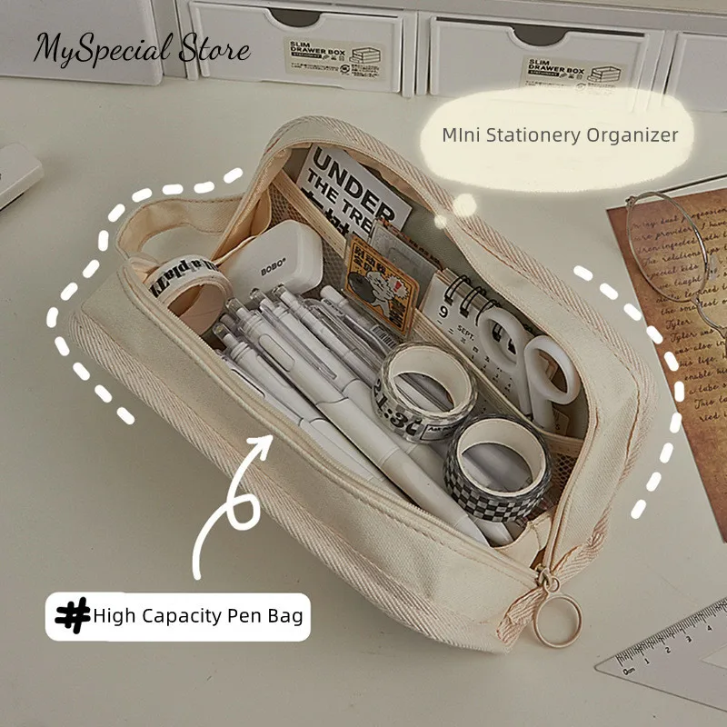 Ins Simplicity Pencil Case Solid Color White Black Canvas Pencil Bag High Capacity Stationery Storage Bag School Student Supply
Ins Simplicity Pencil Case Solid Color White Black Canvas Pencil Bag High Capacity Stationery Storage Bag School Student Supply
