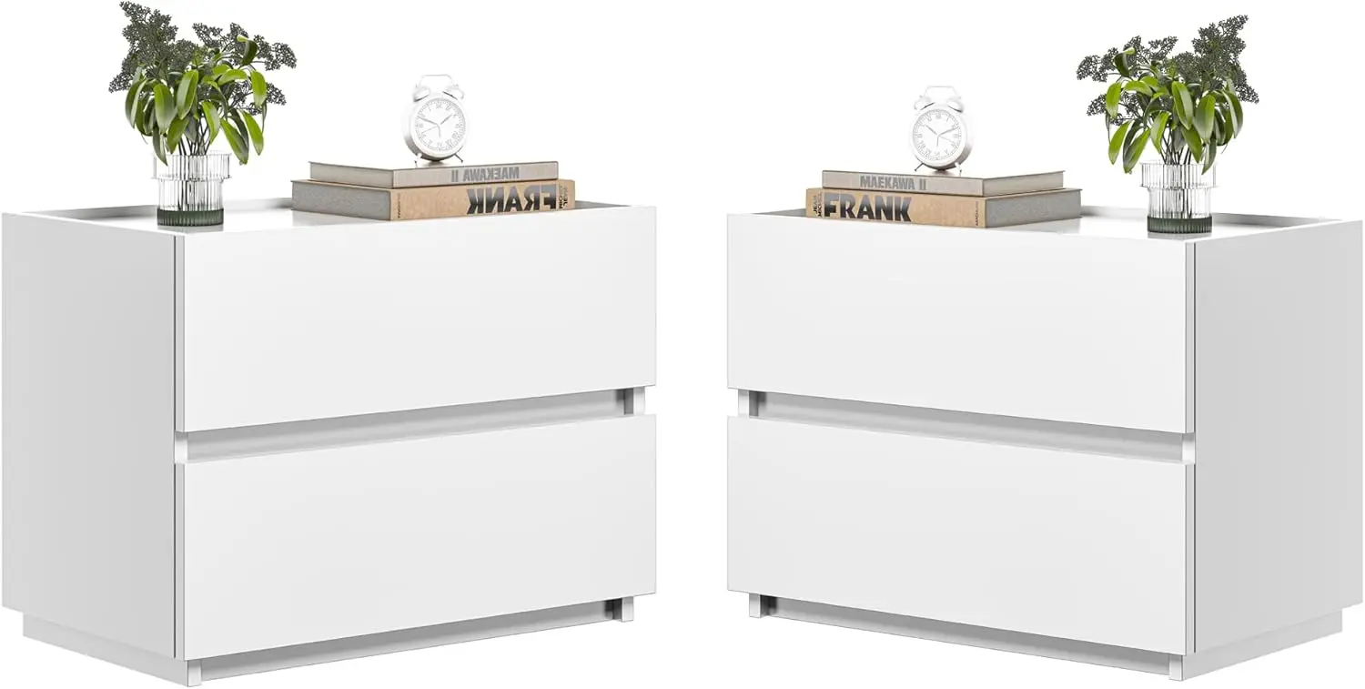 Nightstands Set of 2, Stackable 2 Drawer Dresser, Small Bedside Table with Drawers, Wood Organizer Drawer Cabinet, White
Nightstands Set of 2, Stackable 2 Drawer Dresser, Small Bedside Table with Drawers, Wood Organizer Drawer Cabinet, White
