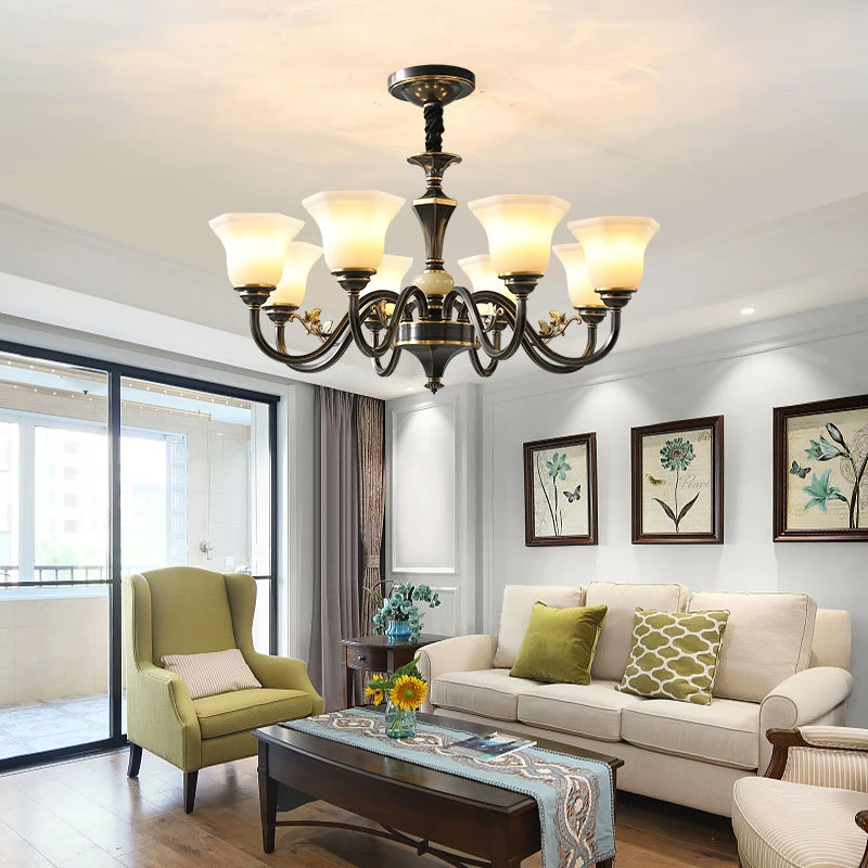 American chandelier all copper living room light rural retro atmosphere simple light luxury bedroom
American chandelier all copper living room light rural retro atmosphere simple light luxury bedroom