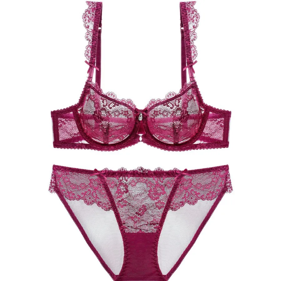 Ladies Sexy Thin Lace Transparent Large Size Sponge Bra Set Pure Desire Style with Steel Ring Shoulder Strap Design Home Clothes
Ladies Sexy Thin Lace Transparent Large Size Sponge Bra Set Pure Desire Style with Steel Ring Shoulder Strap Design Home Clothes