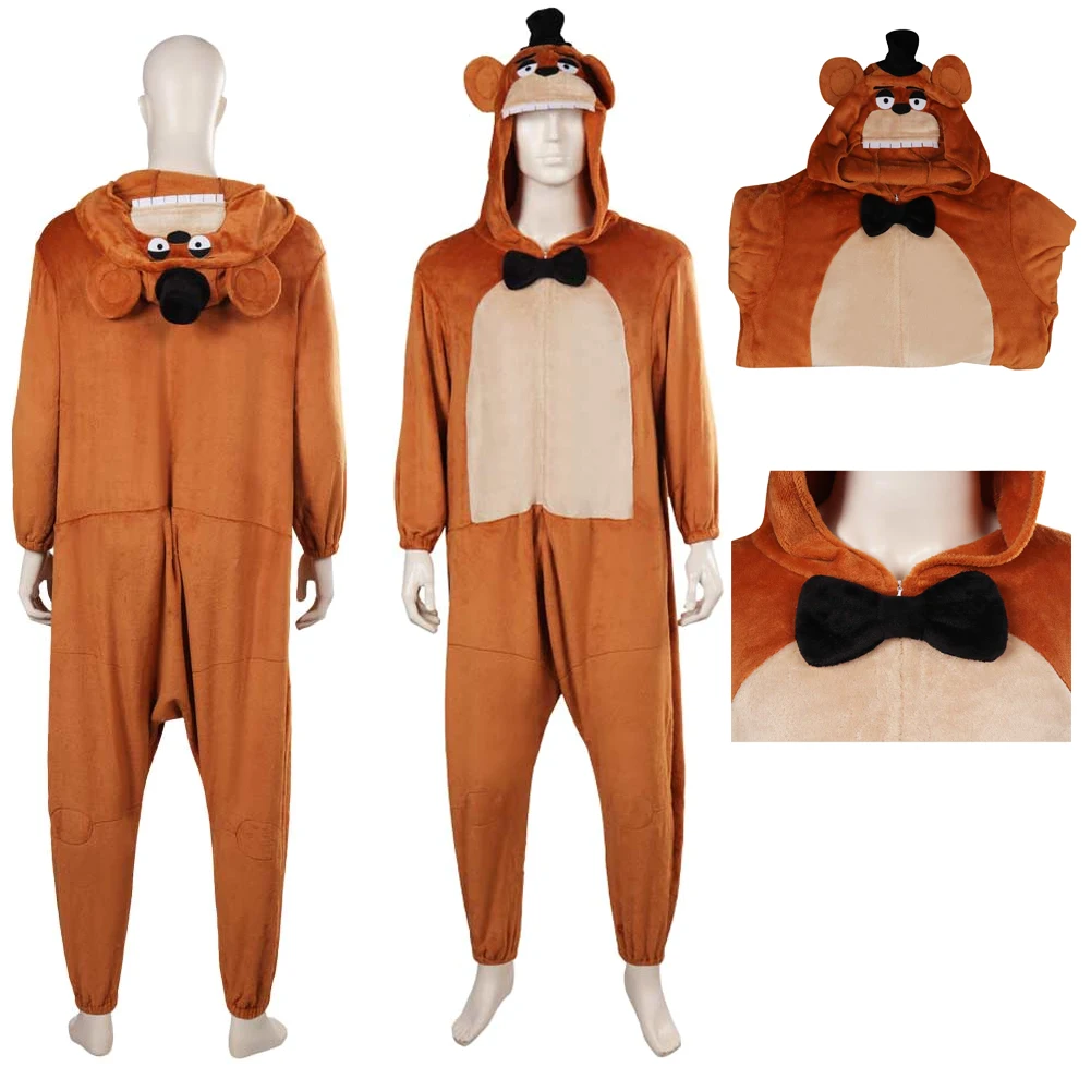 Unisex Bear Cosplay Freddy Costume Outfits Jumpsuit Hooded Sleepwear Halloween Carnival Suit Roleplay Funny Adult Accessories
Unisex Bear Cosplay Freddy Costume Outfits Jumpsuit Hooded Sleepwear Halloween Carnival Suit Roleplay Funny Adult Accessories