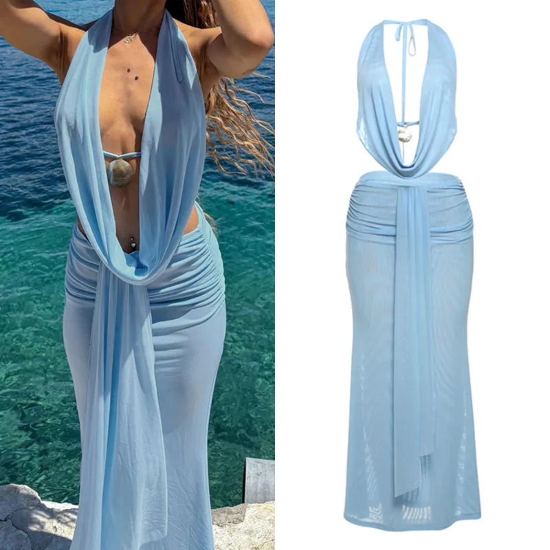 2025 Y2K See Through 2 Piece Set Women Halter Swing Collar Crop Top Ruched Waist Long Skirt Sexy Club Party Outfit Holiday Dress
2025 Y2K See Through 2 Piece Set Women Halter Swing Collar Crop Top Ruched Waist Long Skirt Sexy Club Party Outfit Holiday Dress