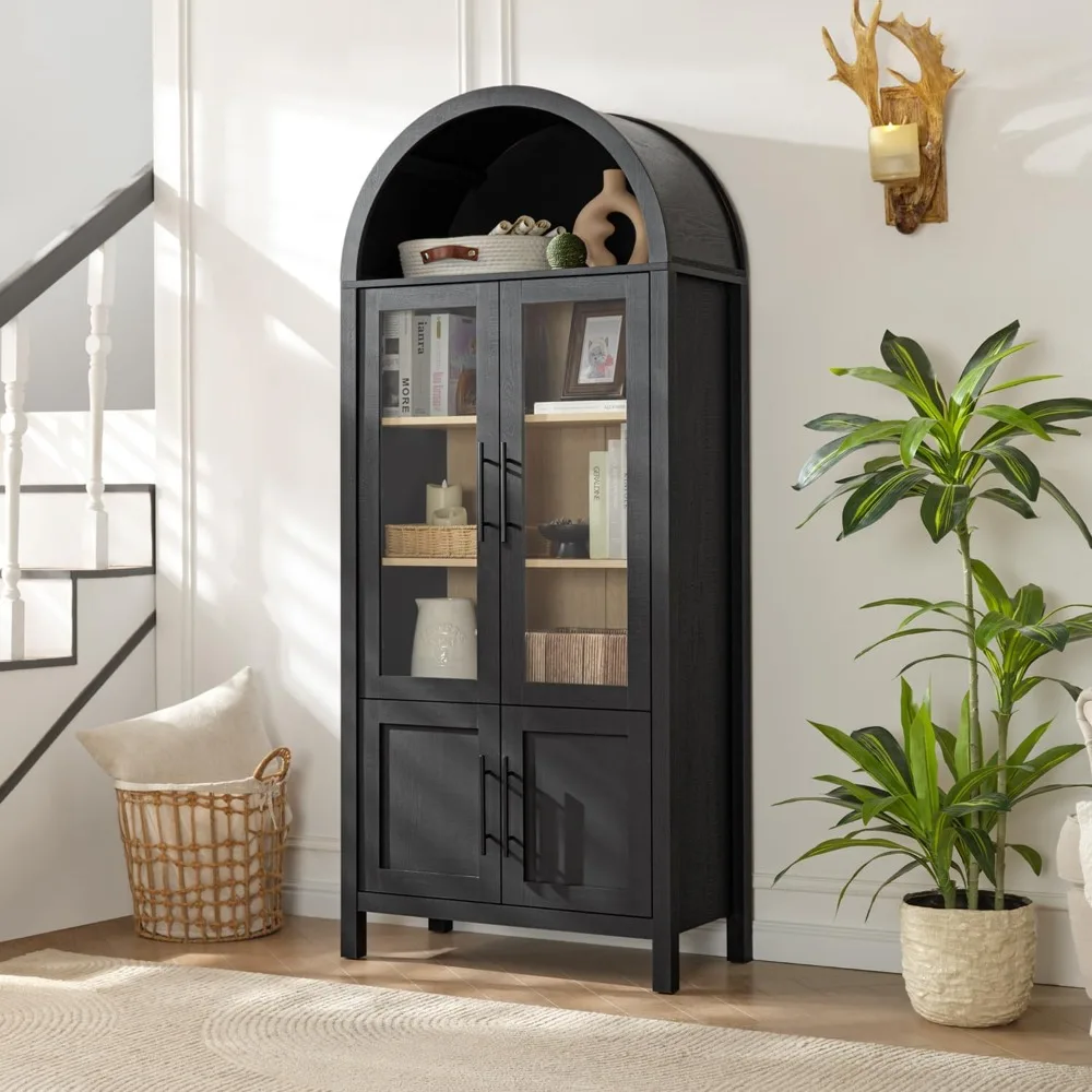 71" Arched Bookcase (5-Tier) - Farmhouse Style w/ Glass Doors, for Living Room/Office/Kitchen
71" Arched Bookcase (5-Tier) - Farmhouse Style w/ Glass Doors, for Living Room/Office/Kitchen