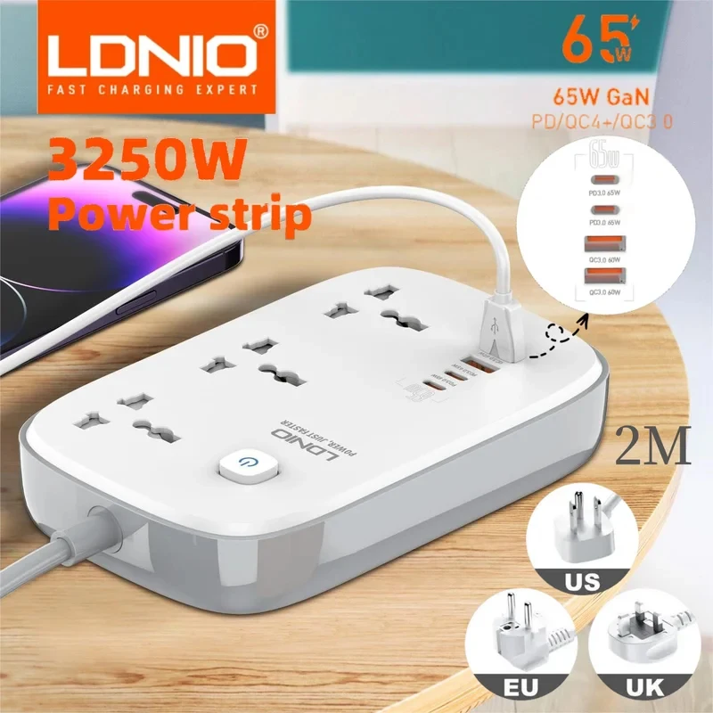Универсальный сетевой фильтр LDNIO – зарядное устройство USB GaN 65 Вт, удлинитель 3250 Вт, сетевой фильтр и защита от перенапряжения, розетка стандарта США
Универсальный сетевой фильтр LDNIO – зарядное устройство USB GaN 65 Вт, удлинитель 3250 Вт, сетевой фильтр и защита от перенапряжения, розетка стандарта США