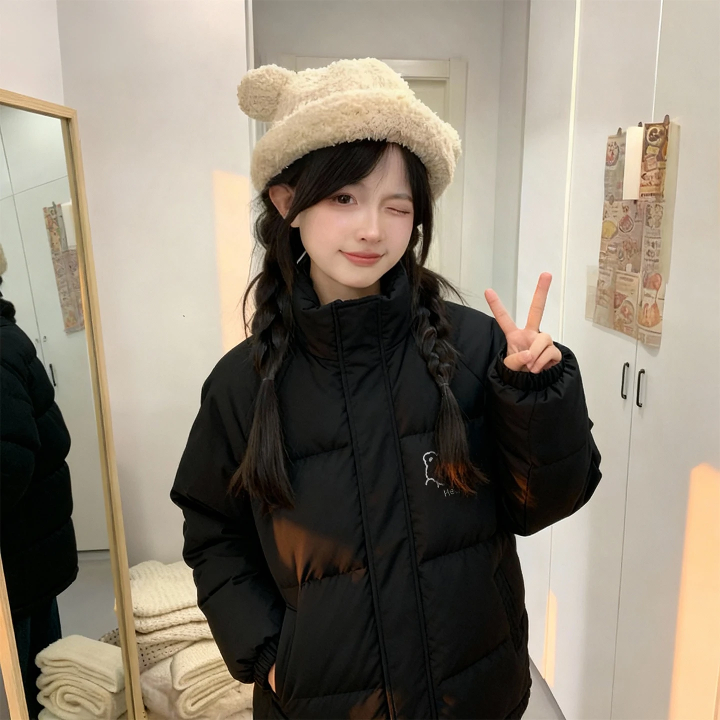 Parka K Pop Womens Jacket Outdoor Opalescent Outstanding Over-The-Top Overlaid Overlock-Stitched Oval-Patterned Oxidized Style
Parka K Pop Womens Jacket Outdoor Opalescent Outstanding Over-The-Top Overlaid Overlock-Stitched Oval-Patterned Oxidized Style