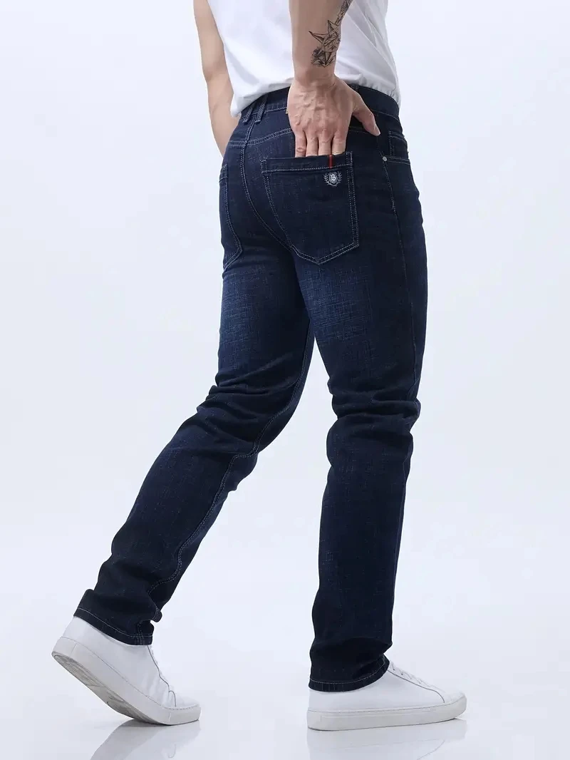 Весенне-осенние деловые мужские джинсы, повседневные прямые эластичные модные классические черные небесно-голубые серые рабочие джинсовые брюки, брендовая одежда 
Весенне-осенние деловые мужские джинсы, повседневные прямые эластичные модные классические черные небесно-голубые серые рабочие джинсовые брюки, брендовая одежда