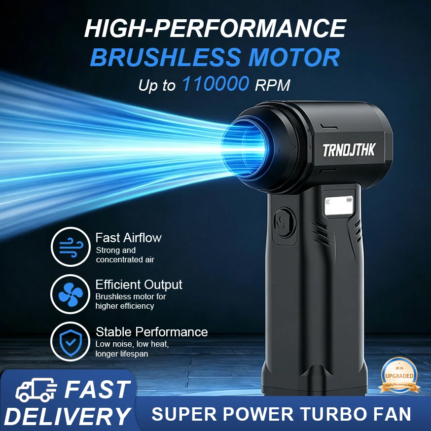 110,000 RPM Turbo Fan, Electric Air Duster & Dust Blower, 10-Speed Brushless Motor, 2-IN-1 DUSTER & VACUUM, Cordless Air Blower for PC Keyboard Car Cleaning, BBQ Grill
110,000 RPM Turbo Fan, Electric Air Duster & Dust Blower, 10-Speed Brushless Motor, 2-IN-1 DUSTER & VACUUM, Cordless Air Blower for PC Keyboard Car Cleaning, BBQ Grill