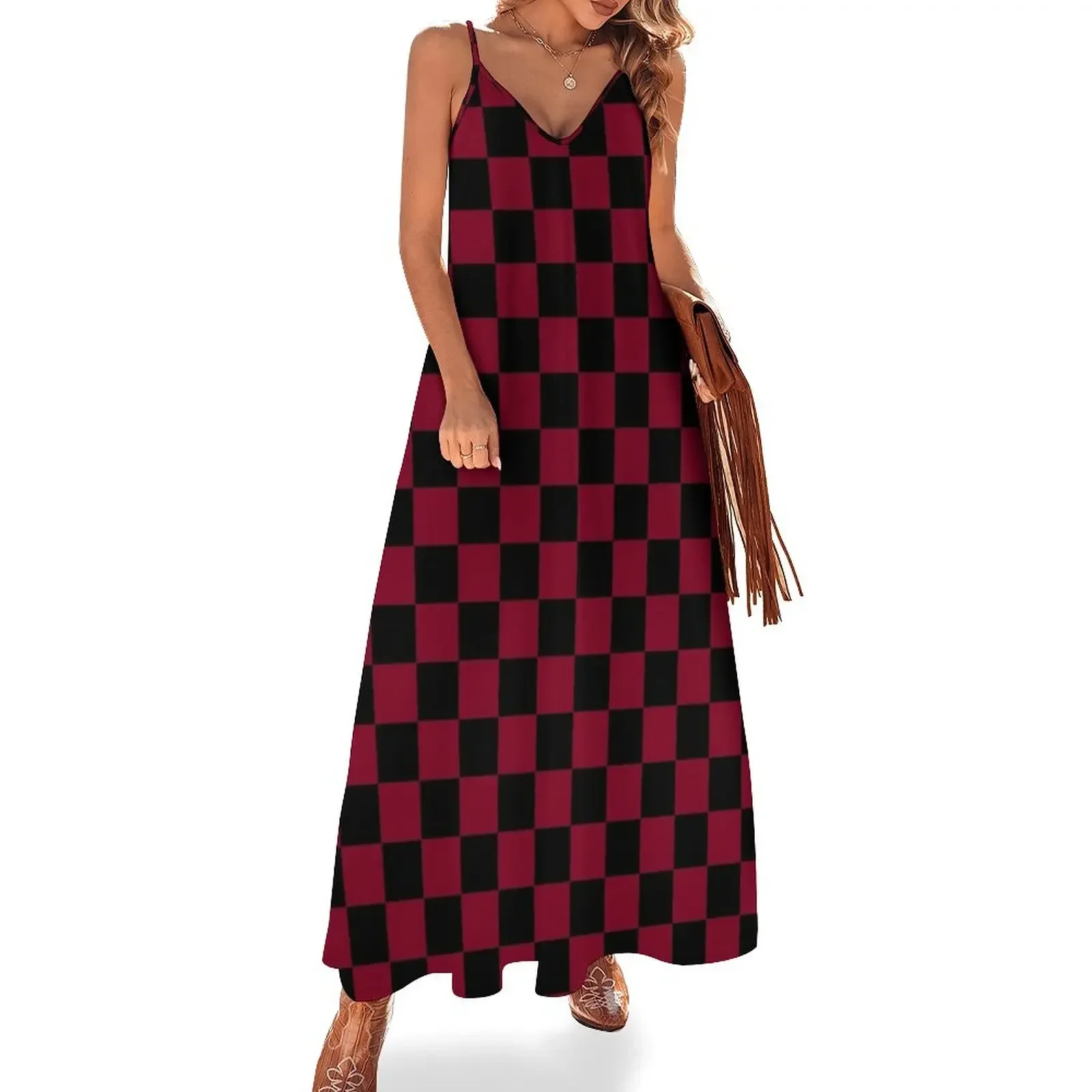 Black and Burgundy Red Checkerboard Sleeveless Dress Dresses for wedding party long dress women Dress
Black and Burgundy Red Checkerboard Sleeveless Dress Dresses for wedding party long dress women Dress