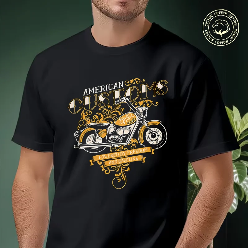 American Customs Vintage Men's Moto T Shirt Casual Dress High Quality Mens Cotton Round Neck Short Sleeved T-shirt
American Customs Vintage Men's Moto T Shirt Casual Dress High Quality Mens Cotton Round Neck Short Sleeved T-shirt