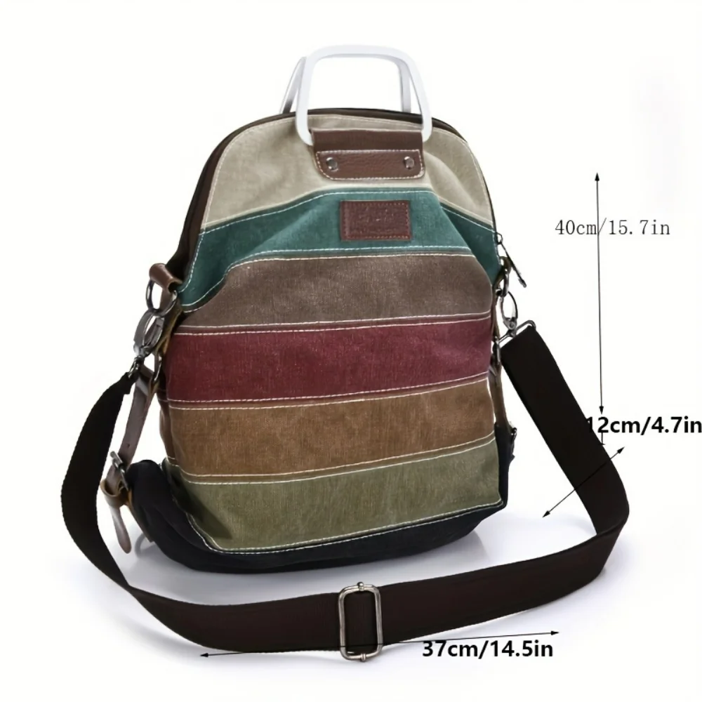 Striped Canvas Backpack, Womens Top Handle Daypack, Multifunctional Shoulder Bag For School Work Travel men Twice
Striped Canvas Backpack, Womens Top Handle Daypack, Multifunctional Shoulder Bag For School Work Travel men Twice