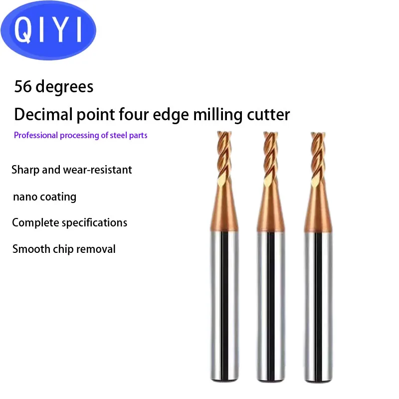 56-Degree Decimal Point Milling Cutter 4-Edge Tungsten Steel Carbide Flat-Bottomed Cutter CNC CNC Cutter D1-D3 For Coated Steel
56-Degree Decimal Point Milling Cutter 4-Edge Tungsten Steel Carbide Flat-Bottomed Cutter CNC CNC Cutter D1-D3 For Coated Steel