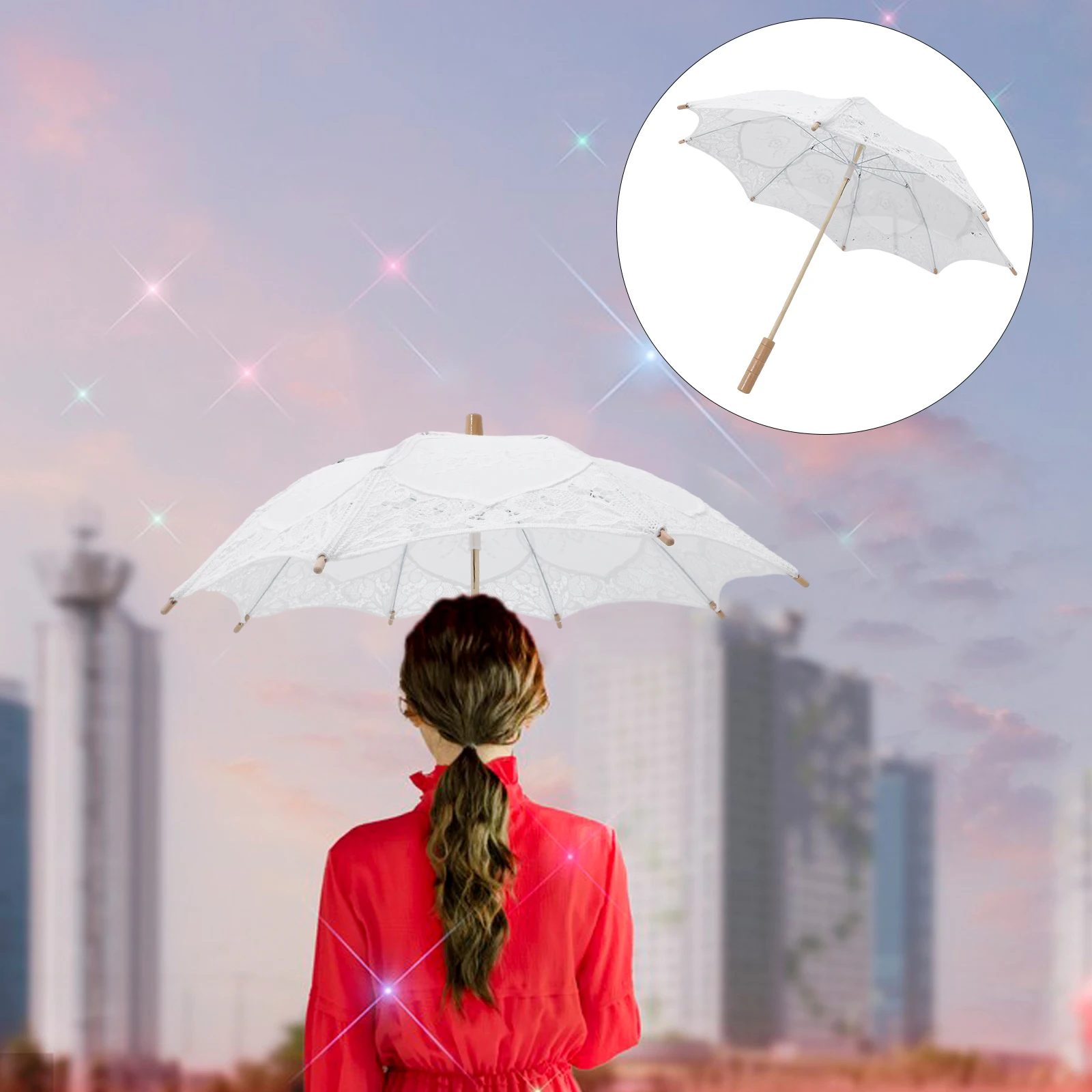 Lace Umbrella White Cotton Large Size Photography Props Vintage Parasol Bridal Wedding Decorative Flower Shaped for Girls
Lace Umbrella White Cotton Large Size Photography Props Vintage Parasol Bridal Wedding Decorative Flower Shaped for Girls