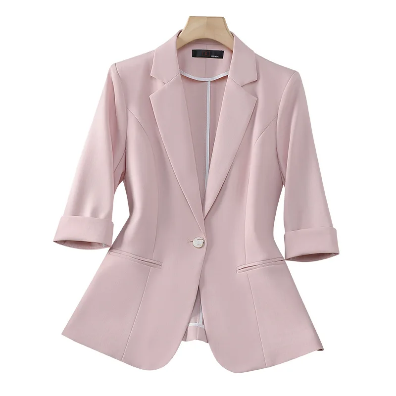 Women Medium-sleeved Blue Blazer Spring Summer New Korean Single-button Ladies Office Suit Jacket Female Casual Tops Outerwear
Women Medium-sleeved Blue Blazer Spring Summer New Korean Single-button Ladies Office Suit Jacket Female Casual Tops Outerwear
