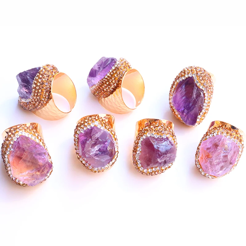 Irregular Amethyst Natural Stone Open Ring for Women Bohemia Crystal Micro Inlay Finger Wedding Jewelry
Irregular Amethyst Natural Stone Open Ring for Women Bohemia Crystal Micro Inlay Finger Wedding Jewelry