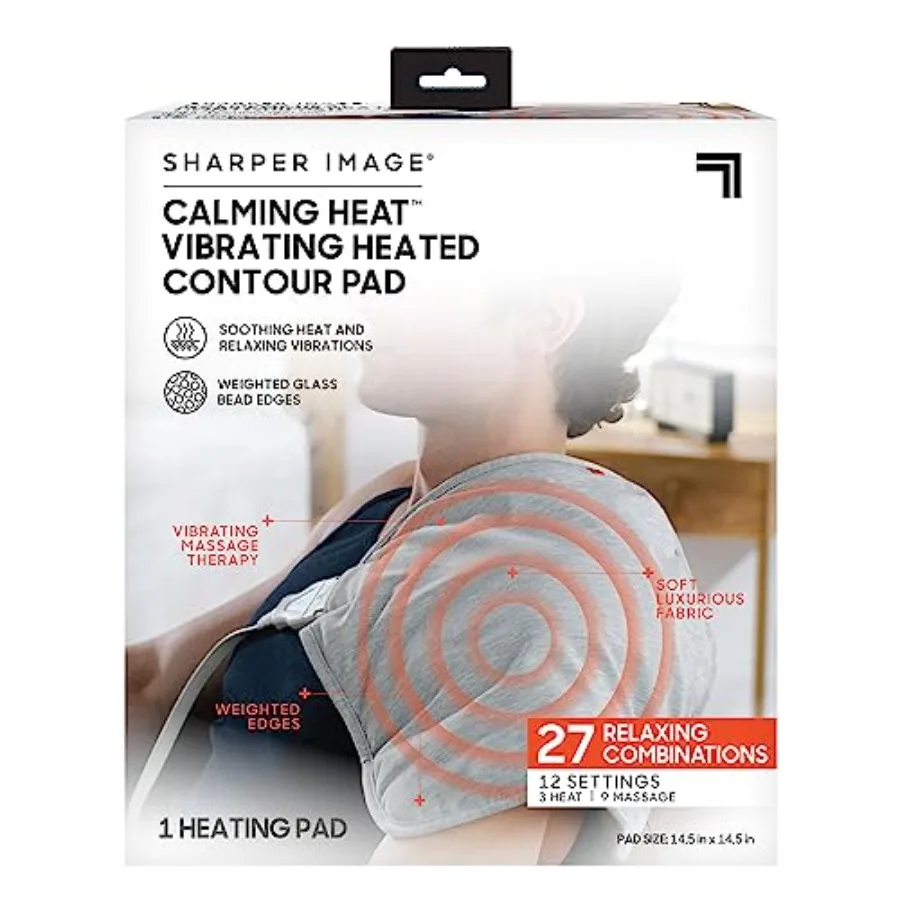 Calming Heat Vibrating Heating Contour Pad by Sharper Image- Weighted Electric Heating Pad with Massaging Vibrations 12 Setting
Calming Heat Vibrating Heating Contour Pad by Sharper Image- Weighted Electric Heating Pad with Massaging Vibrations 12 Setting
