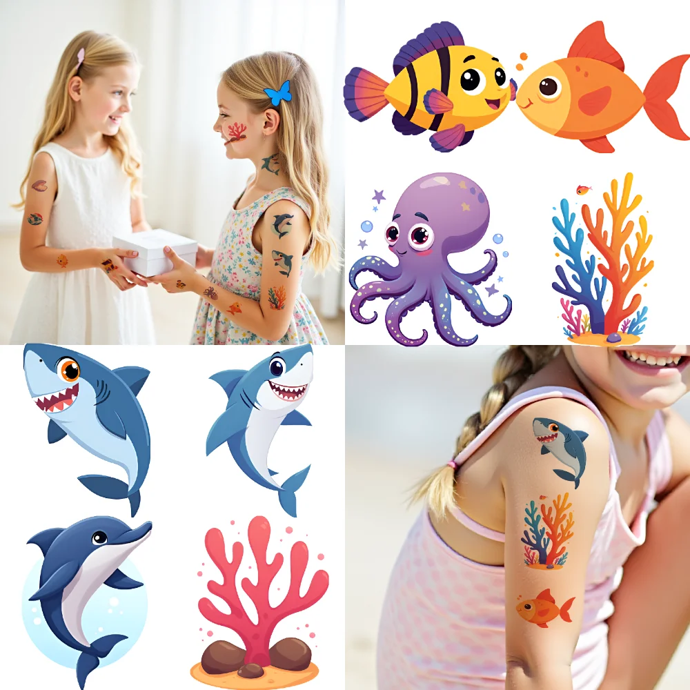63pcs Temporary Tattoo Aquatic Illustrations Cartoon Sea Creatures Cute Fish Temporary Tattoo Stickers Ocean Life For Arms
63pcs Temporary Tattoo Aquatic Illustrations Cartoon Sea Creatures Cute Fish Temporary Tattoo Stickers Ocean Life For Arms