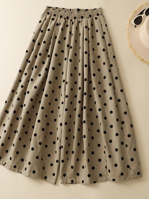 High Waist Polka Dot Khaki Wide Leg Pants Women's Retro Artistic Style Trousers Breathable Comfortable Casual Summer Pants
High Waist Polka Dot Khaki Wide Leg Pants Women's Retro Artistic Style Trousers Breathable Comfortable Casual Summer Pants