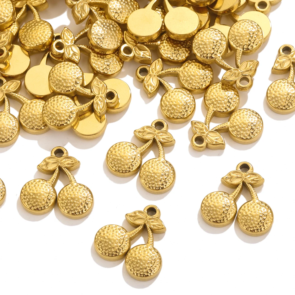 5pcs Stainless Steel Gold Plated Cute Cherry Charms For Jewelry Making DIY Necklace Earrings Connectors Jewelry Supplies Parts
5pcs Stainless Steel Gold Plated Cute Cherry Charms For Jewelry Making DIY Necklace Earrings Connectors Jewelry Supplies Parts