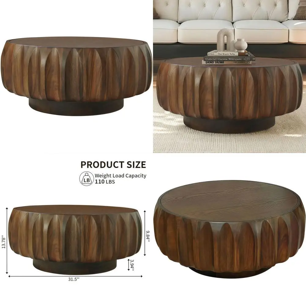 Century ern Round Coee Table, Birch Wood Carved Tea Tables w/Solid Base, Small Center Drink Side Table, Circle Accent Cae Desk o
Century ern Round Coee Table, Birch Wood Carved Tea Tables w/Solid Base, Small Center Drink Side Table, Circle Accent Cae Desk o