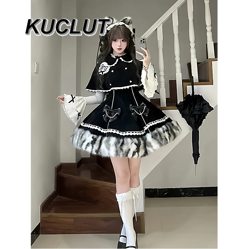 Sweet Cute Girls Lace Cape Bowknot Dress Base Long Sleeve Top Lolita Style Fashion Autumn Winter Women's Three Pieces Sets
Sweet Cute Girls Lace Cape Bowknot Dress Base Long Sleeve Top Lolita Style Fashion Autumn Winter Women's Three Pieces Sets