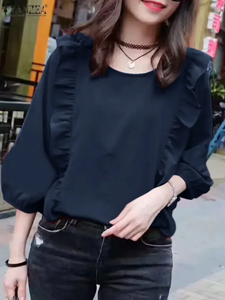 ZANZEA Summer Women Ruffles Blouse 2025 Korean Elegant Office 3/4 Lantern Sleeve Tops Solid Round Neck Shirt Vintage Party Tunic
ZANZEA Summer Women Ruffles Blouse 2025 Korean Elegant Office 3/4 Lantern Sleeve Tops Solid Round Neck Shirt Vintage Party Tunic
