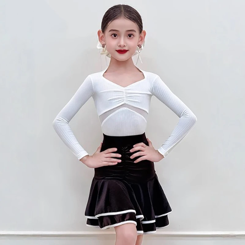 Autumn Winter Dancewear Latin Dance Dress Kids Girls Long Sleeve Bodysuit and Velvet Pleated Skirts Practice Performance Sets
Autumn Winter Dancewear Latin Dance Dress Kids Girls Long Sleeve Bodysuit and Velvet Pleated Skirts Practice Performance Sets