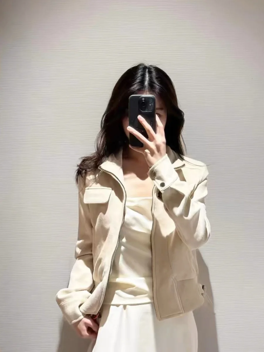 Женская демисезонная куртка Mijia из бежевой искусственной кожи в байкерском стиле, повседневная рабочая одежда, с воротником-стойкой, замшевая, модная и элегантная
Женская демисезонная куртка Mijia из бежевой искусственной кожи в байкерском стиле, повседневная рабочая одежда, с воротником-стойкой, замшевая, модная и элегантная